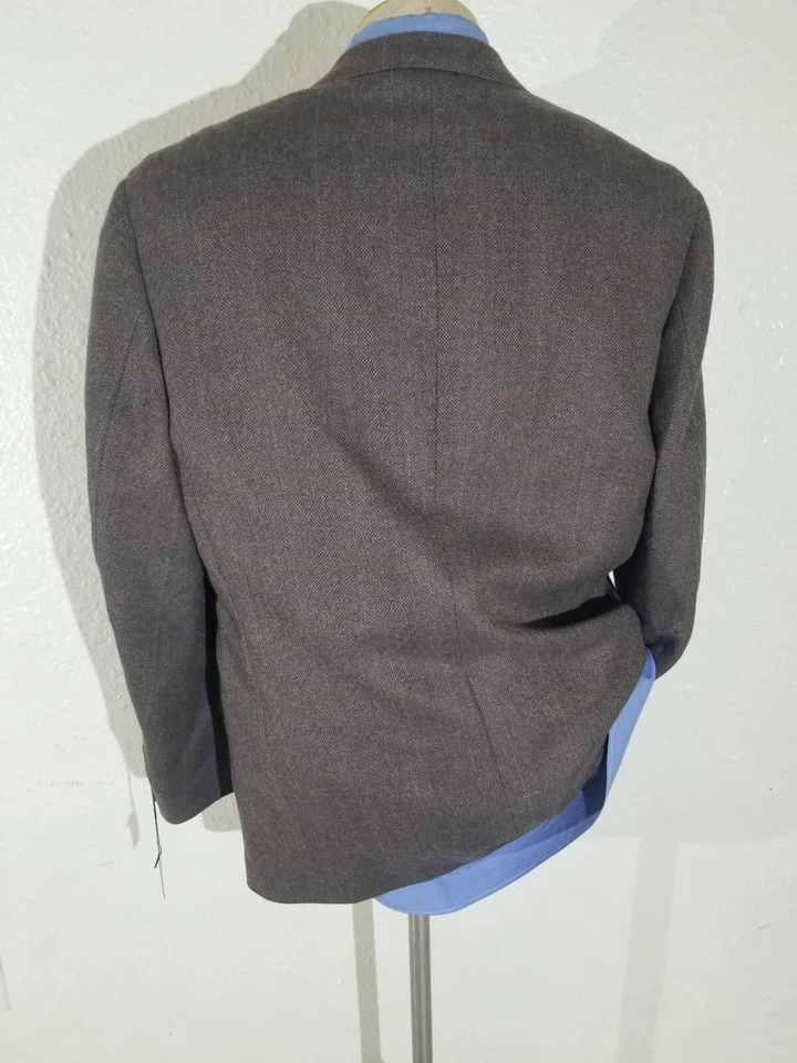 Vintage NWT 46L Lambswool Alpaca Tweed Brown Check blazer sport Coat Jacket - Image 3 of 4