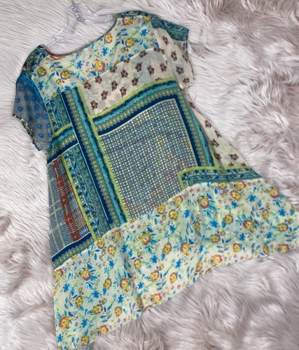 Johnny Was Tunic Blouse Top Floral Geometric Light Green | S Oversized EXCELLENT - Picture 4 of 9