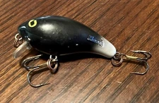 Vintage Tom Mann's Baby 1- Crankbait Minus Double Stamp Lure Mann One Black Glow
