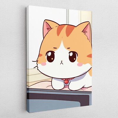 Leinwandbild Poster Acryl Glas Pop-Art Cartoon Cat Anime niedliche Katze Gemälde