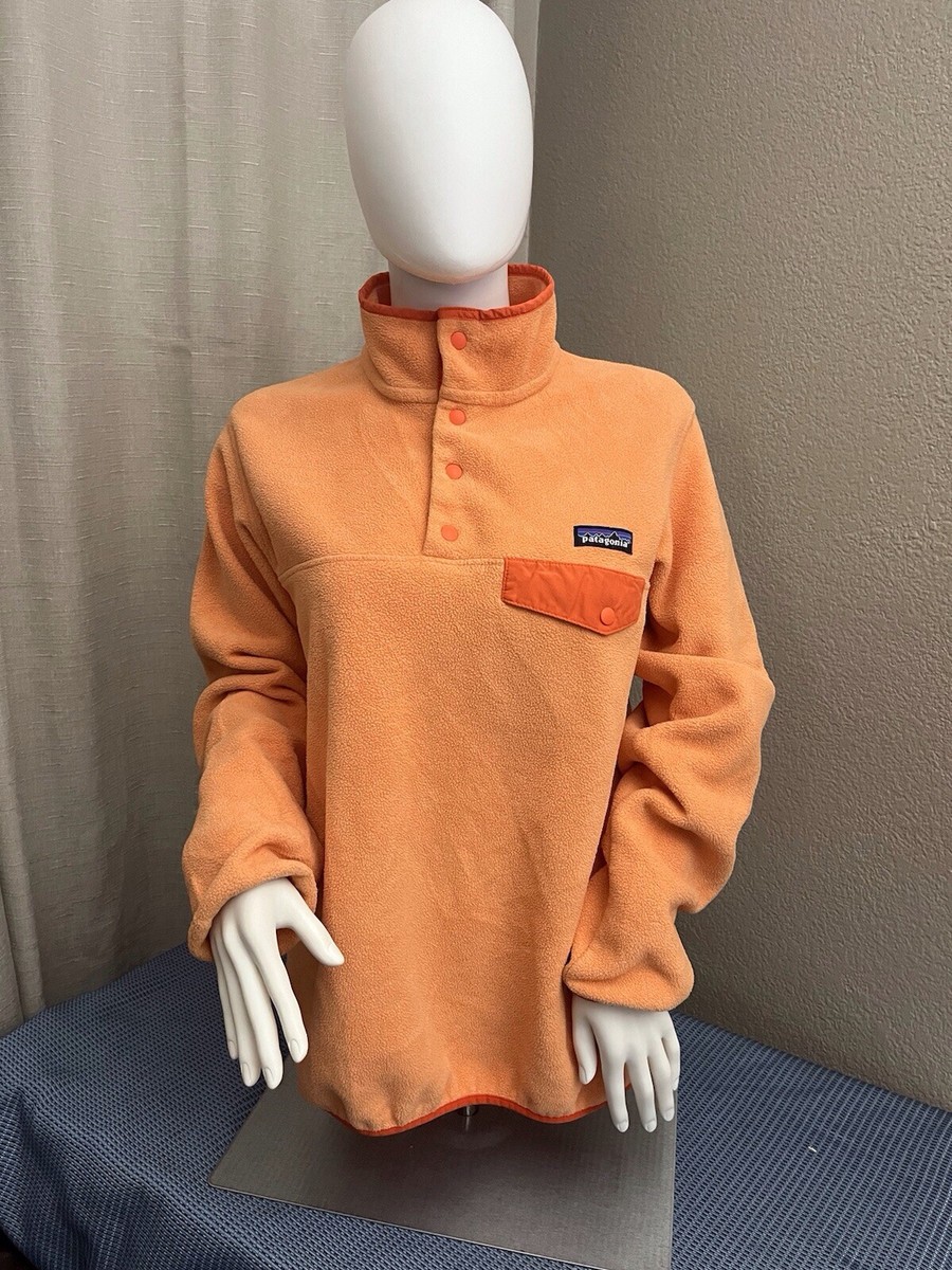 PO Patagonia Synchilla Women's Med Pullover Snap-T Orange Sweater