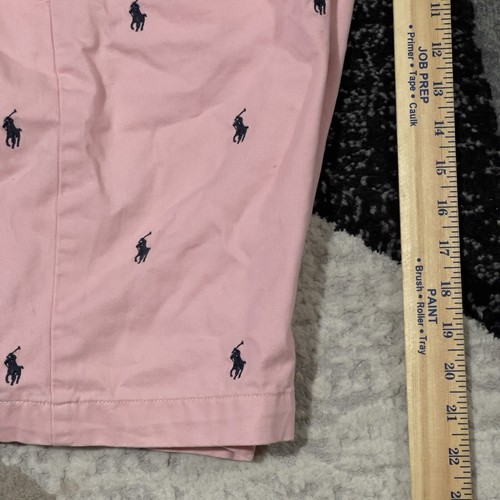 VTG Polo Ralph Lauren Shorts Men 34x8.5 Pink All Over Pony Print Tyler Chino - Picture 11 of 11