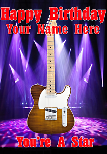 Naturliche Telecaster Gitarre Cptmi 34 Happy Birthday Card A5 Personalisierte Grusse Ebay