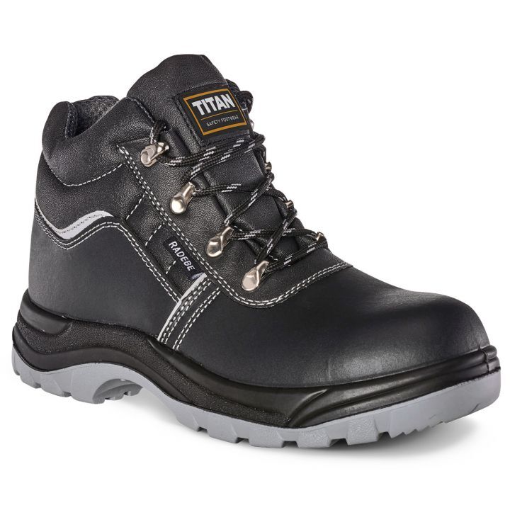 Men's Leather Steel Toe Safety Work Shoes - Lightweight Black Boots Trainers