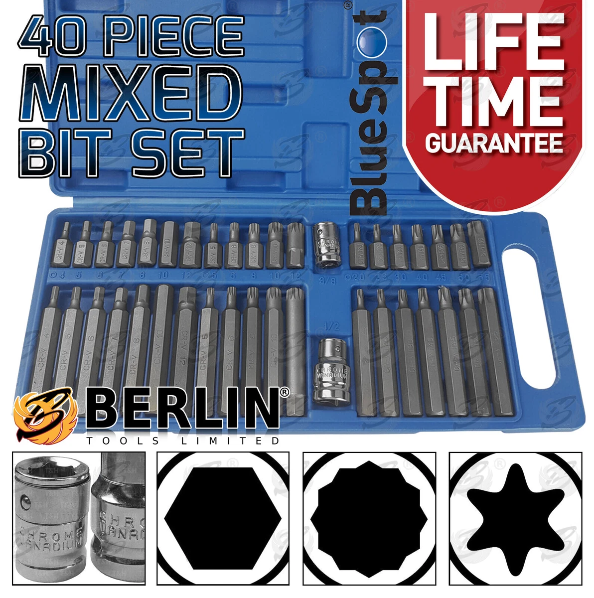 Hex Torx Star Spline BIT Socket Set 3 8