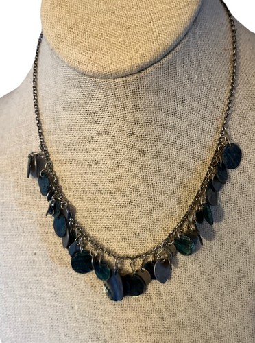 Cookie Lee Choker Necklace Boho Buttons Beads Earth Tone Costume Jewelry 15”