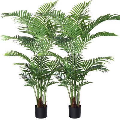 Fopamtri Artificial Areca Palm Plant 5 Feet Fake Palm Tree with 17 Trunks Faux T