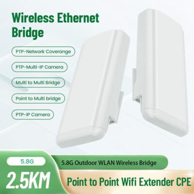 Wireless WiFi Bridge 5.8G 450Mbps Point-to-Point Access CPE POE 2.5KM im Freien