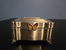 Things Remembered Silver Jewelry Box with Swarovski Crystals and Butterfly 4.25"