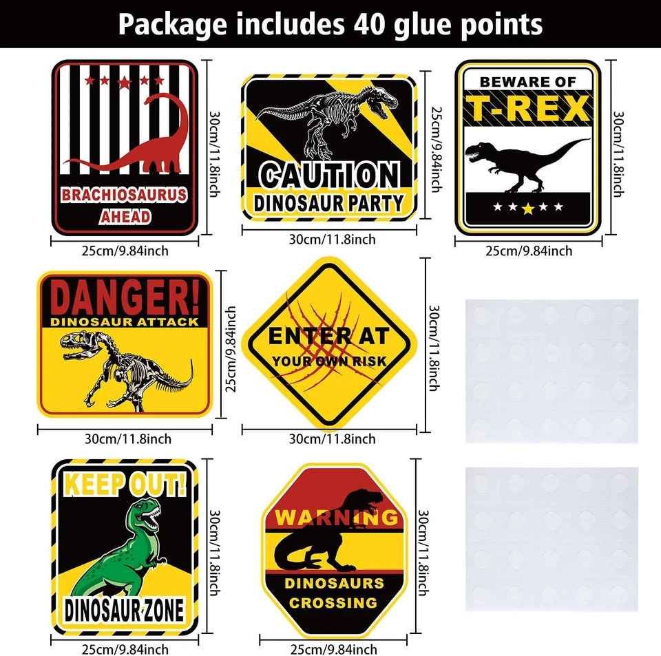Paquete de 9 letreros de cumpleaños de dinosaurios para decoración de pared de cruce jurásico juego de accesorios de fiesta para niños Foto 2 de 4