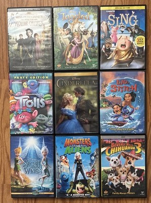 Disney Dreamworks 9 DVD Lot Sing Tangled Trolls Cinderella Lilo & Stitch Chihuah