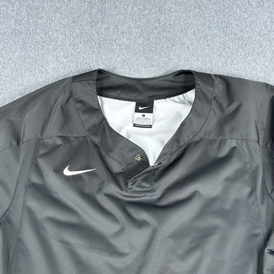 Nike Vapor Jacket Mens L Black Windbreaker Pullover Baseball Warm Up Snap Button