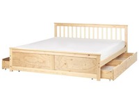 Bettrahmen Holz Hellbraun Mit Lattenrost 180X200 Cm 4 Schubladen Skandi Olendon