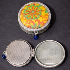 Anthropologie Vintage 80's Retro Silver Plated Round Trinket Box Made in USA