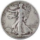 1938 Liberty Walking Half Dollar F Fine Silver 50c Coin