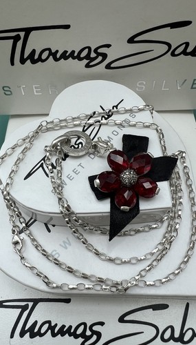 Thomas Sabo Kette & Carrier & große rote Blume Charm Anhänger - Bild 1 von 7