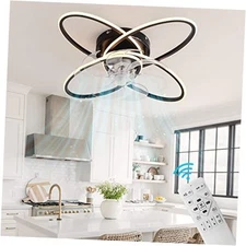 Ceiling Fan with Lights Remote Control - 6 Speed 3 Color Dimmable 23.6 IN Black