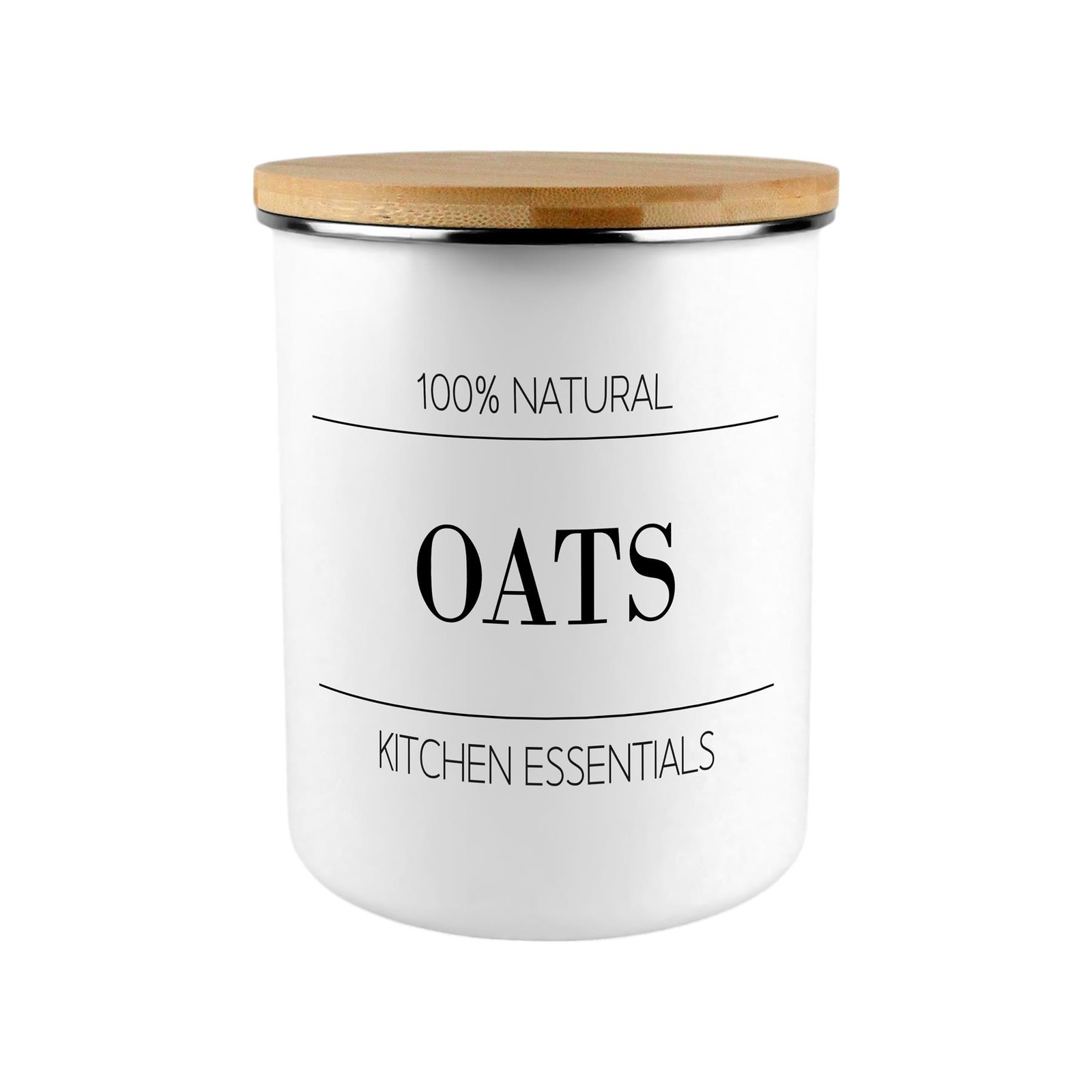 Minimalist Oats Canister - Kitchen Large Enamel Food Storage Jar Gift