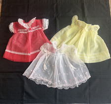 Lot 3 Vintage 50/60s Mixed Brands Sheer / 1 Swiss Dot / Nylon Baby Dresses 145