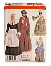Simplicity 3723 Pattern Costume Dress Bonnet Apron Pilgrim Pioneer Western UNCUT