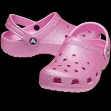 Crocs Classic Glitter Kids Pink Tweed NEW With Tags