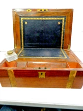 Vintage Writing Slope in Brass & Wood Box