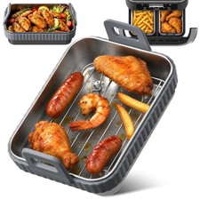1er Pack Air Fryer Liner mit abnehmbarem Silikonring, wiederverwendbar 1 St&uuml;ck, grau