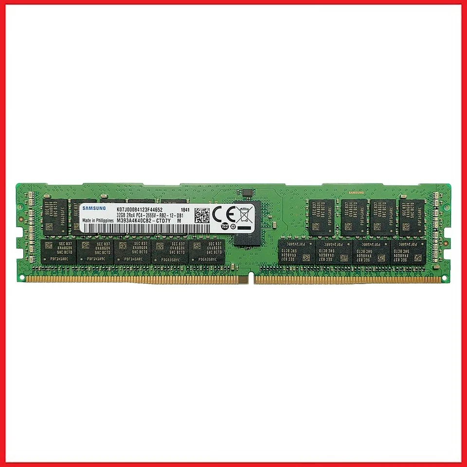 Samsung 32GB DDR4 Server RAM - PC4-2666V ECC Memory 1x32GB Module M393A4K40CB2 - Image 1 of 4