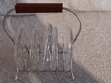 Vintage Bleikristall Untersetzer im Messing-St&auml;nder &ndash; 60er/70er Jahre (5er Set)