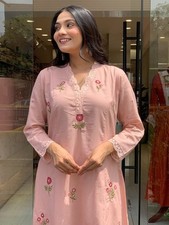 Beautiful Traditional "Designer White and Green Embroidered Kurta Palazzo Set