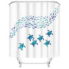 Bathroom Curtain, Nautical Waterproof Shower Curtain with Sea Animal Fabric,