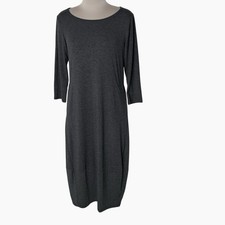 Vintage Cut Loose Maxi Dress Womens Small Gray Knit Stretch Pockets Long Comfy