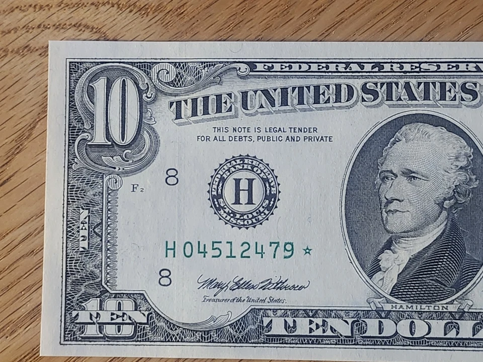 1995 $10 "STAR NOTE" GEM/UNC ST LOUIS #H04512479* 2 OF 3 CONS SERIAL NUMBERS - Image 3 of 4