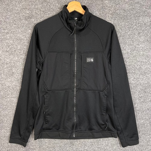 Mountain Hardwear Fleece Jacket Mens Small Black Excellent Grid Tech Full Zip