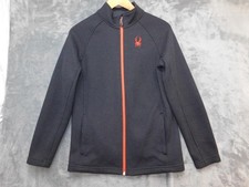 Spyder Fleece Jacket Youth XL 18 Black Full Zip Ski Warm Midlayer 186408