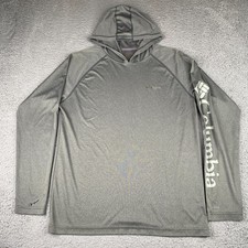 Columbia PFG Terminal Tackle Hoodie Men Large Gray Lightweight UPF 50 Omni-Shade