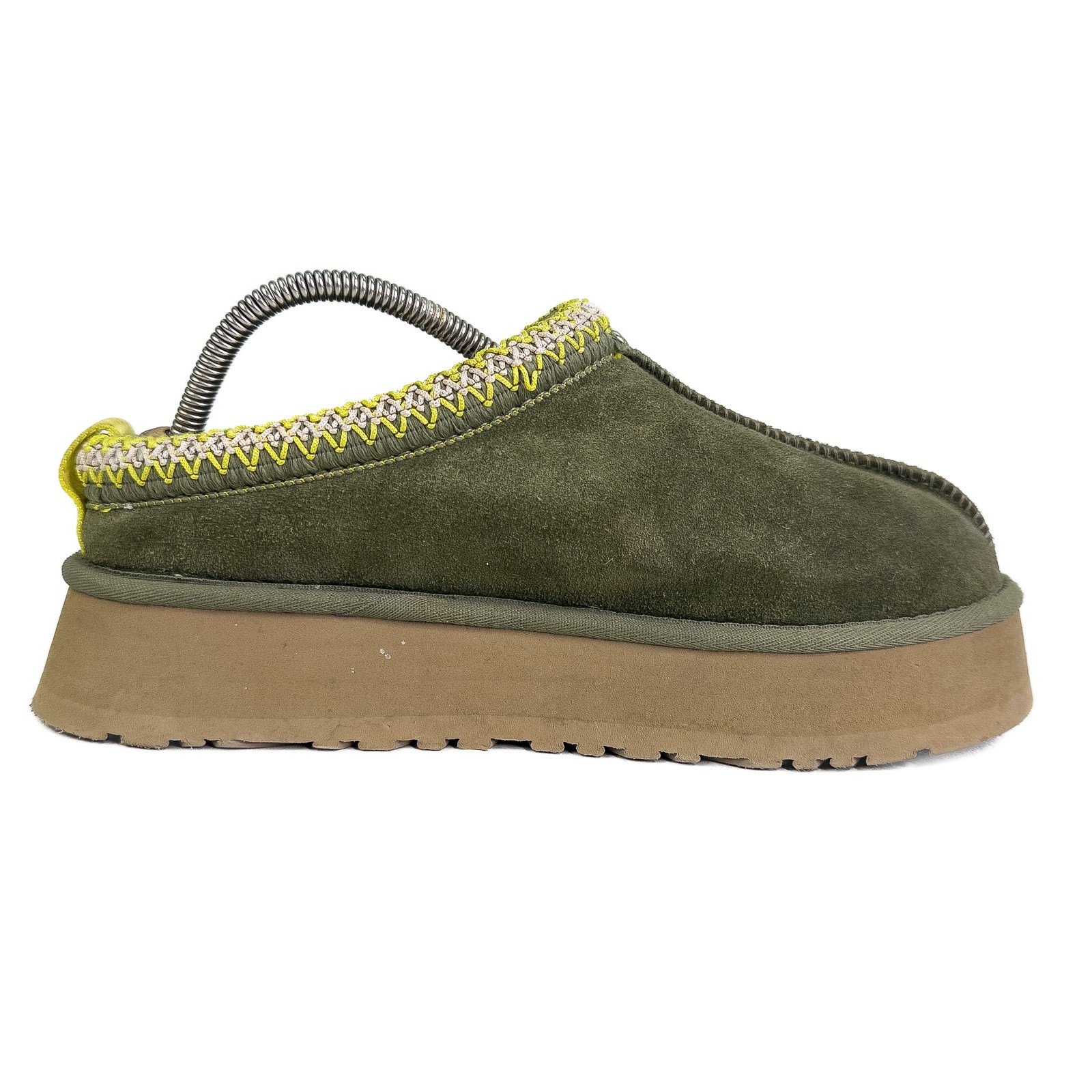 UGG Women's Tazz shearling Platform Slippers Size 9 Burnt Olive green RARE image 7