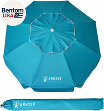 6.5 Foot Heavy Duty Beach Umbrella for Sand with Tilt Air Vent Sun Shelter, UV 5