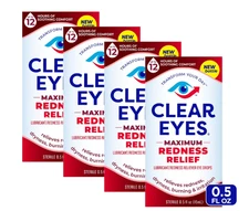 Clear Eyes Maximum Redness Eye Relief Eye Drops, 0.5 Fl Oz, Pack of 4