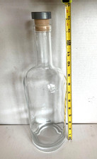 THICK Clear GLASS Bottle with Cork Heavy 1.5 Liter 13" Tall Round Bottom CLEAN