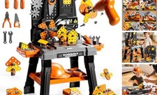 Kids Tool Toy Playset with Electronic Black-2 in 1 Electric drill Tool Toys