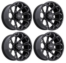 GTW Raven 14 inch Matte Black Aluminum Golf Cart Wheel  3:4 Offset  Set of 4