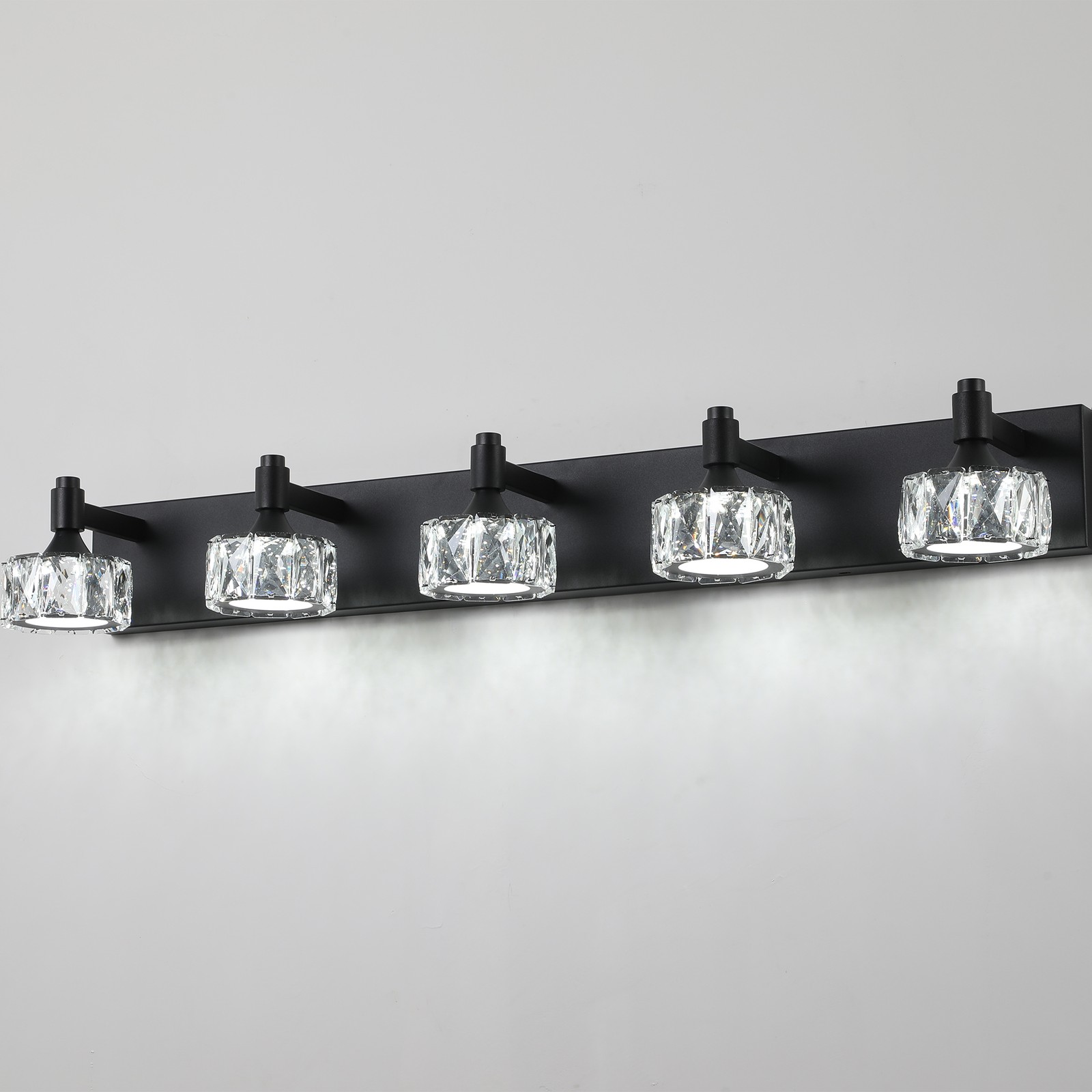 Black 36'' Vanity 5 Light Crystal for Bathroom Mirror Wall Lamp ...
