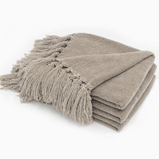 Soft Chenille Throw Blanket for Couch Cozy Plush Fuzzy Decorative Chenille Kn...