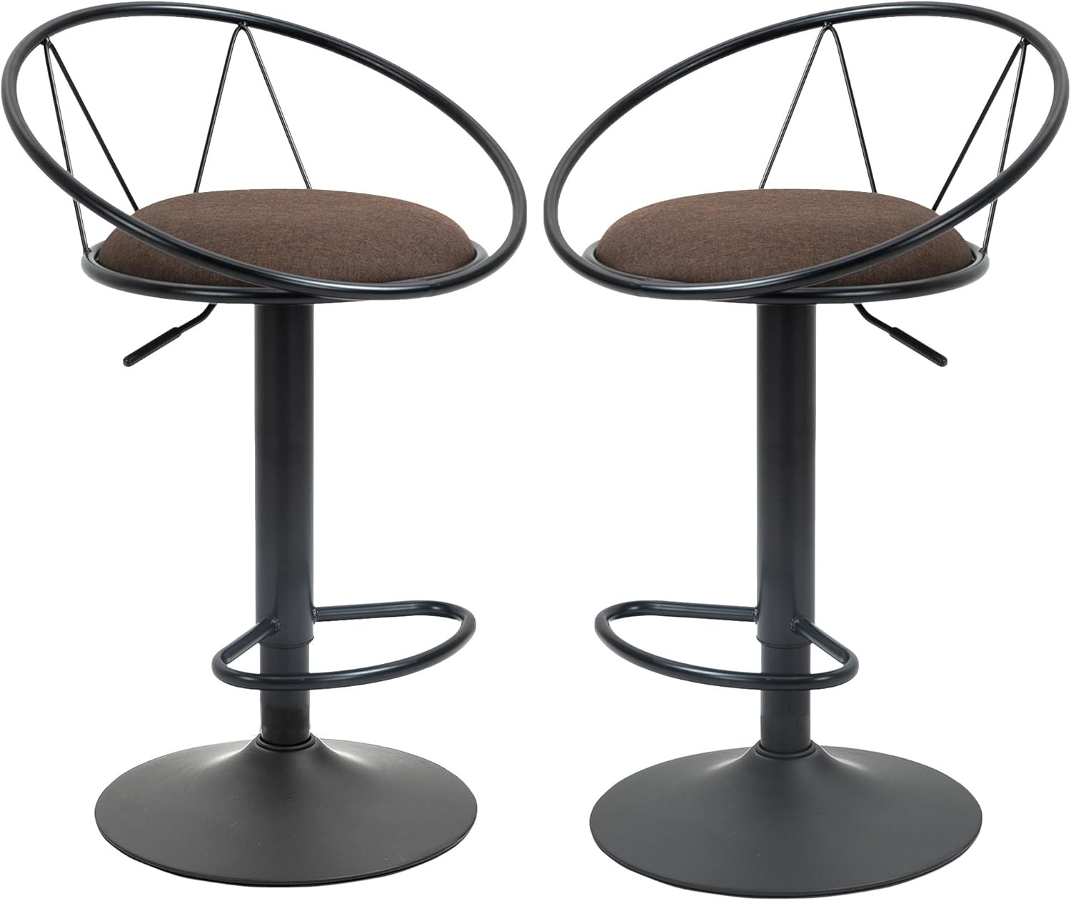 Tabourets de bar réglables confortables avec dossier et repose-pied intégrés