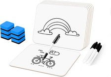 Dry Erase LapBoards 6 Pack, Double Sided Whiteboards 12.5x9 Erasers  Markers