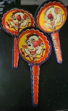 3 Vintage Tin Litho Clown Toy Noisemaker - Kirchhof Mfg.