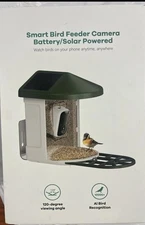 🦅Harymor Q8 Smart Bird Feeder With Camera White Green Battery Solar Powered