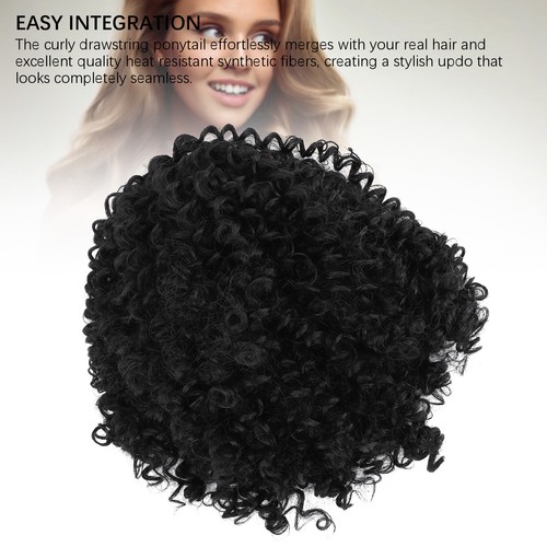 Long Black Curly Wave Drawstring Ponytail Extension Prevent Tangling Synthet UEE - Picture 23 of 23
