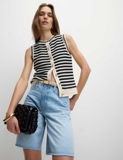 Marks & Spencer Womens Cotton Bermuda Shorts in Light Indigo - M&S